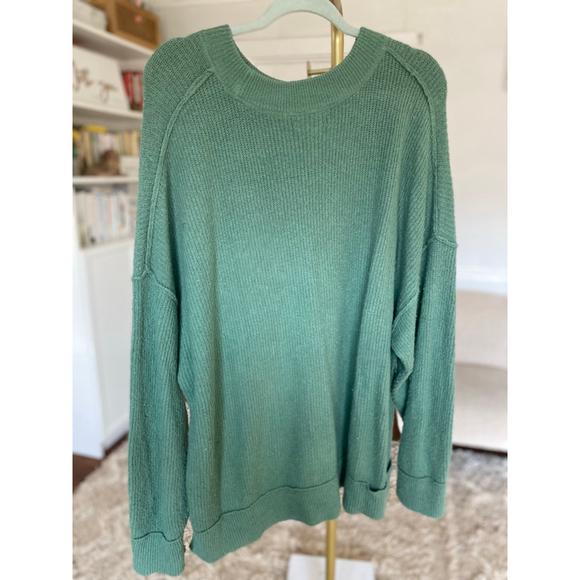 Aerie Sage Green Oversized Knit Sweater Cozy Soft Girl Buttery Soft Lounge Boho - Picture 2 of 8